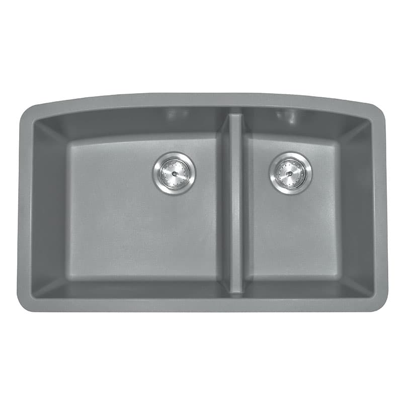 Grey Quartz Double Bowl 60/40 32×19