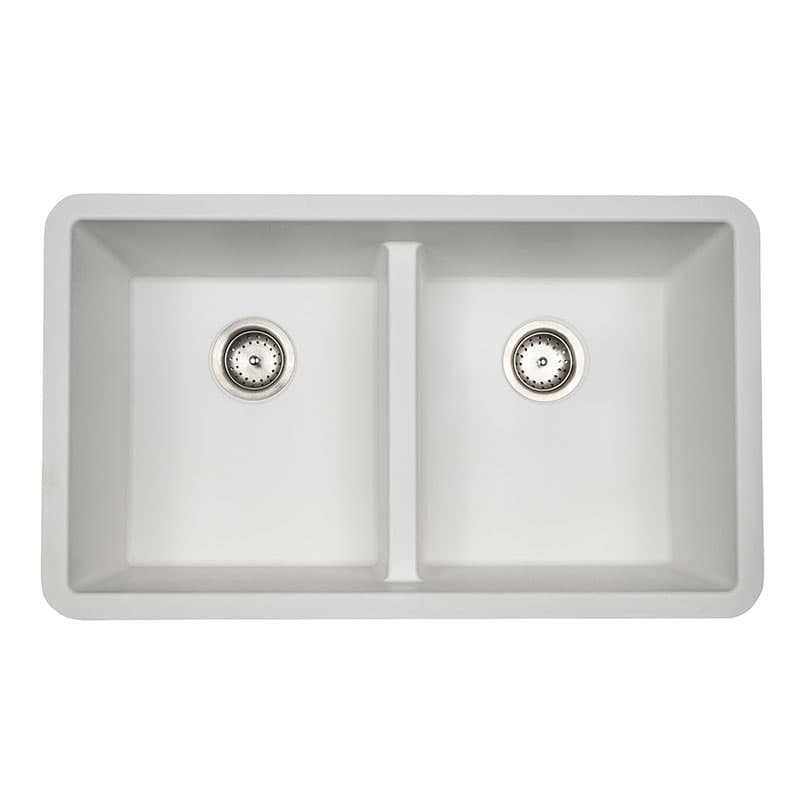 White Quartz Double Bowl 50/50 32×19