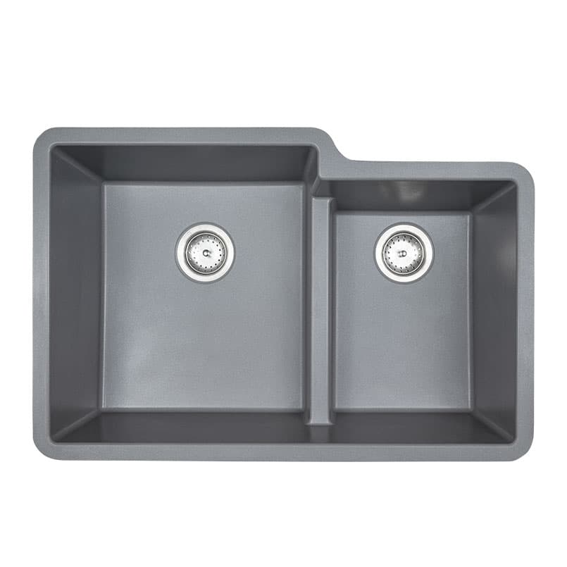 Gray Quartz Double Bowl 60/40 32×21