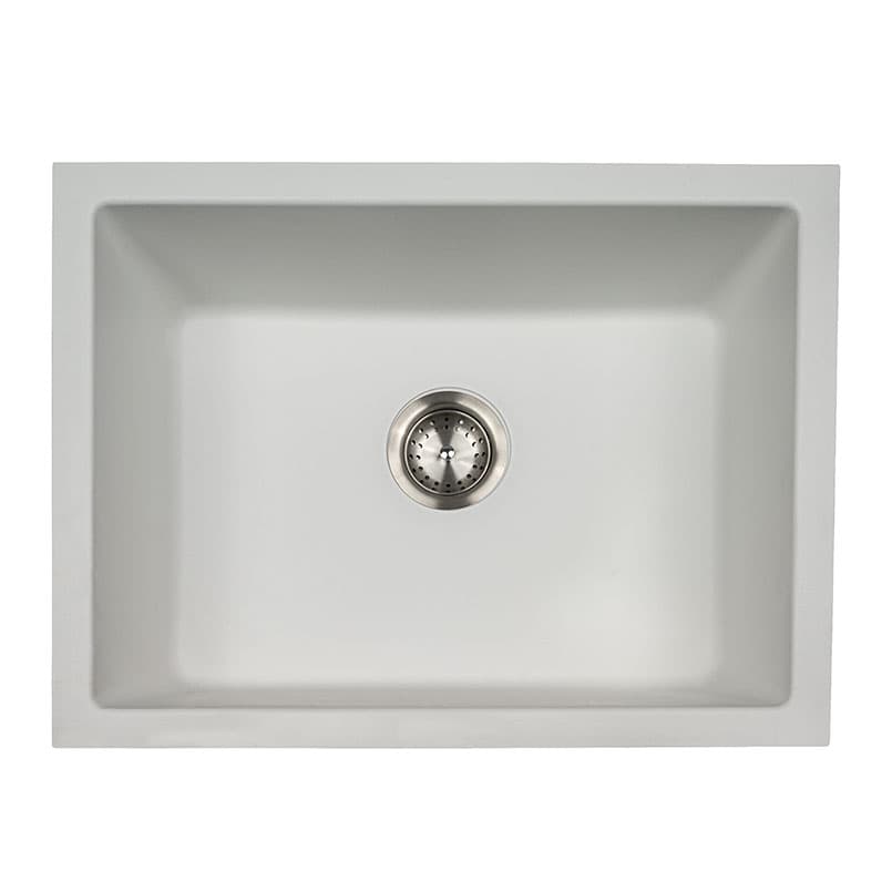 White Quartz Single Bowl 24×18