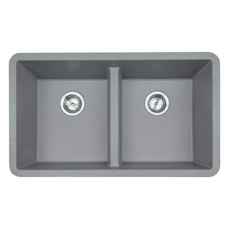 Gray Quartz Double Bowl 50/50 32×19