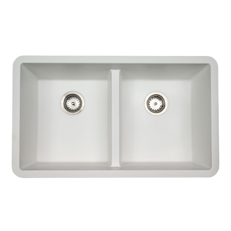 White Quartz Double Bowl 50/50 32×19